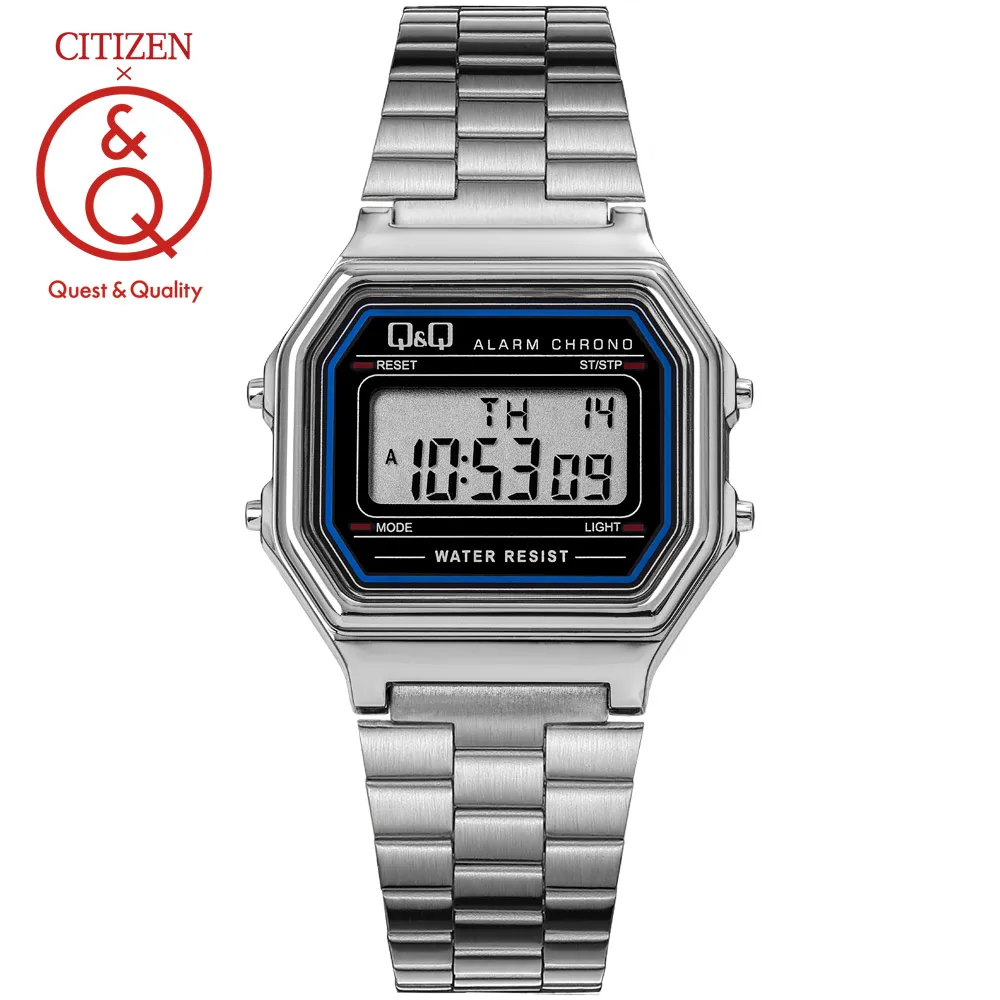 

Часы Citizen Q & Q мужские наручные, роскошные брендовые водонепроницаемые спортивные Кварцевые маленькие серебристые с солнечной батареей, M158J0