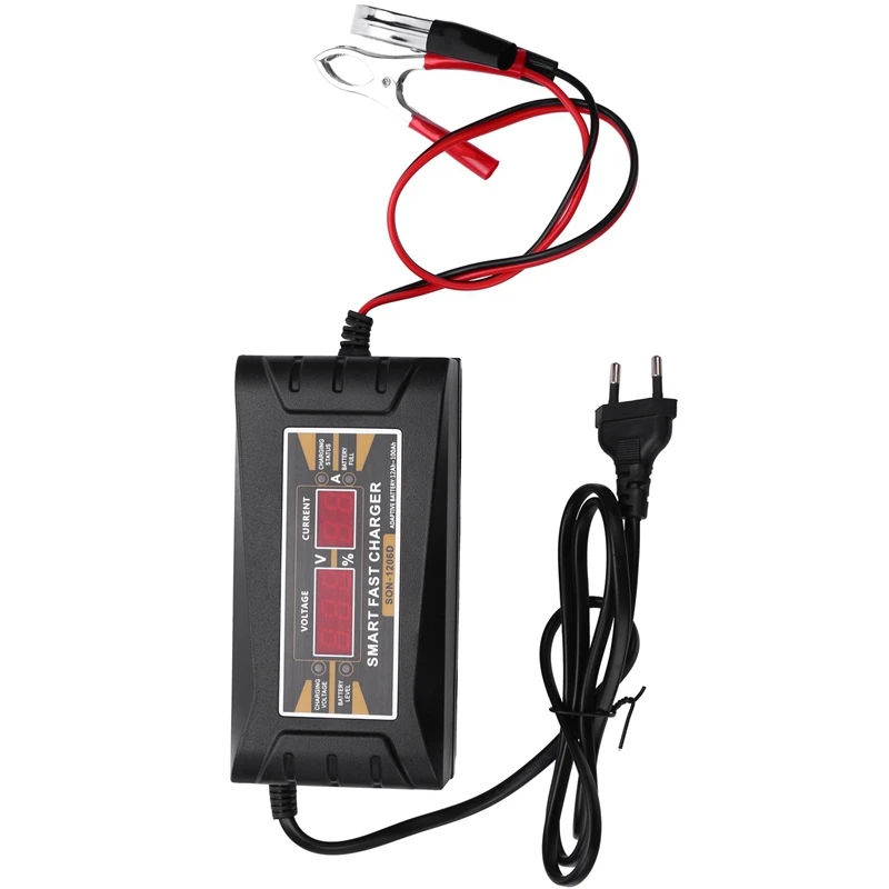 

EU Plug Car Battery Charger 12V 6A 10A Intelligent Full Automatic Auto Smart Fast Power Charging For Wet Dry LCD Display