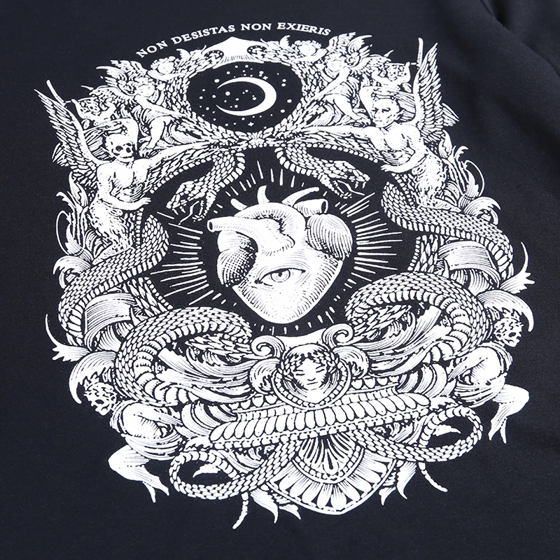 Женская футболка в стиле хип-хоп черная с длинным рукавом и принтом | одежда