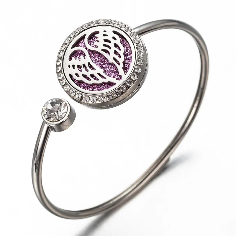 Perfume Bracelet Essential Oil Diffuser Aromatherapy Crystal Box wing Stainless Steel woman FF10 |