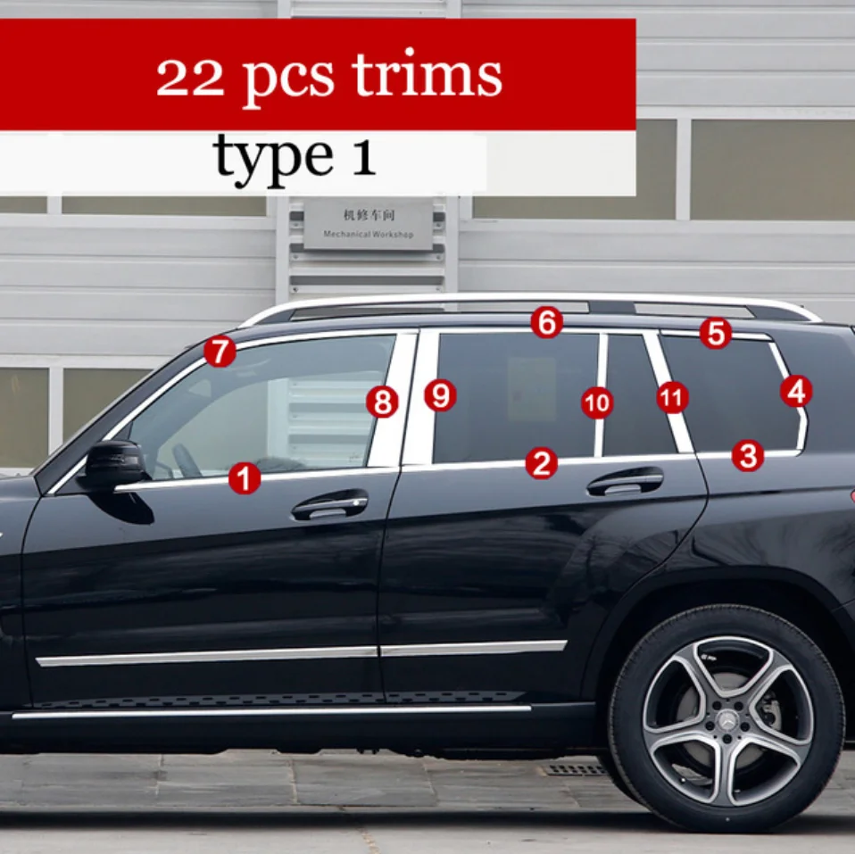 

stainless steel car window trim for mercedes benz GLK280 GLK300 GLK350 GLK200 GLK220 2009-2016 2010 2011 2012 2013