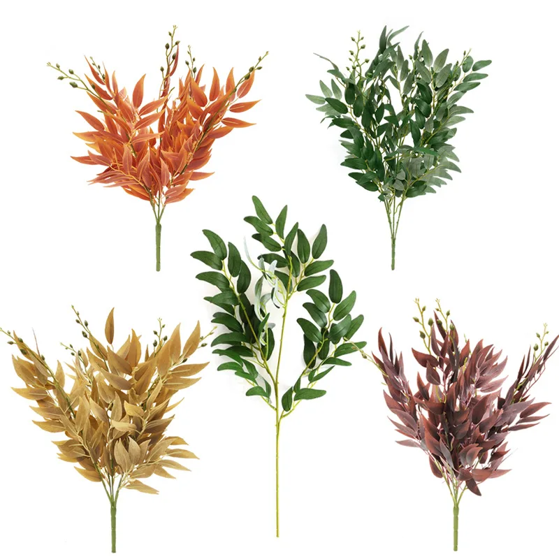 

Artificial Plant Simulation Willow Branch Multicolor Fake Leaf DIY Plant Wall Road Home Wedding Party Desk Garden Decoration