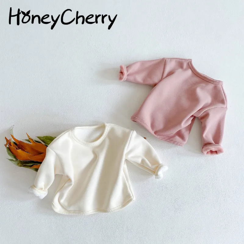 Детская футболка Зимняя с длинными рукавами круглым вырезом и бархатной