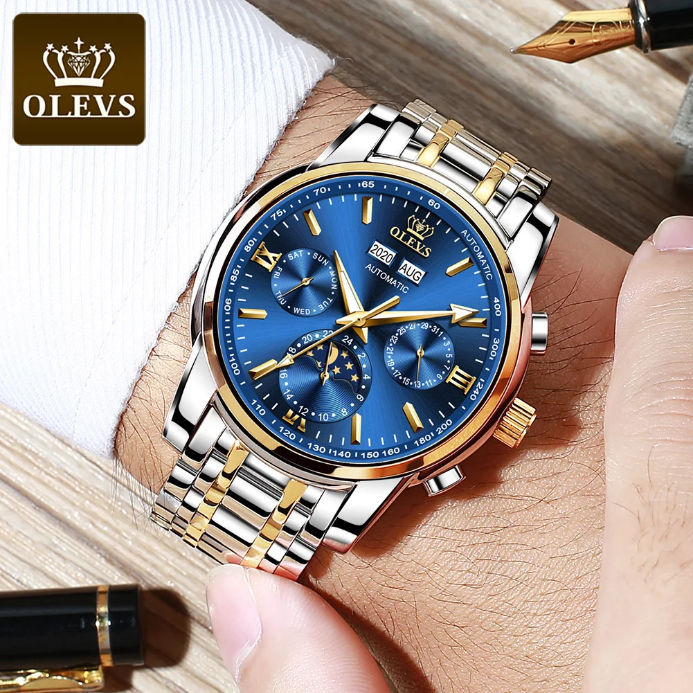 

OLEVS Men Mechanical Watch Luxury Full Automatic Watch Top Brands Waterproof Night Tungsten Steel Watch Montre Homme 6633