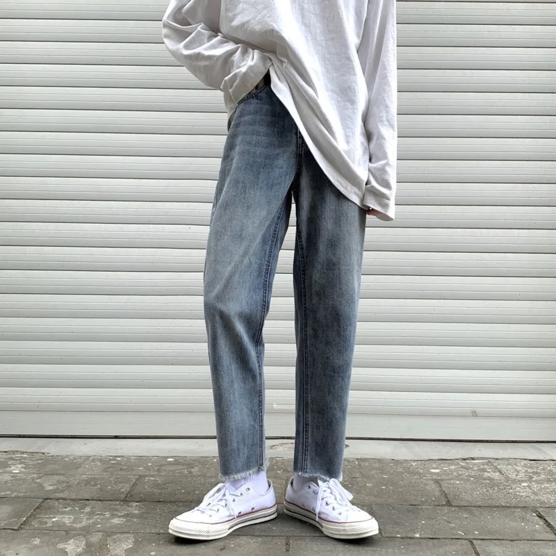 

Spring Summer Korean Wide-leg Jeans Men's Slim Fashion Casual Blue Jeans Men Streetwear Hip-hop Straight Denim Trousers Mens
