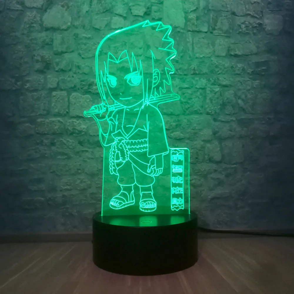 Новый аниме Наруто Саске Учиха 3D светодиодный Ночник светильник 7 цветов