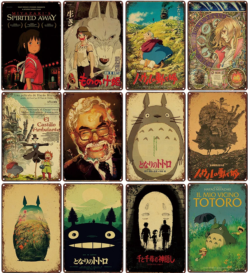 

Hayao Miyazaki Totoro - Metal Sign Tin Poster Bar cafe Home Decor Bar Wall Art Painting Metal painting