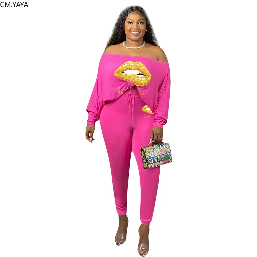 См. Несокрушимая Механическая размера плюс XL-4XL с принтом губ Для женщин комплект