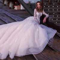 boho long sleeves wedding dress 2020 robe de mariee sexy top lace appliques bridal dress plus size wedding gowns