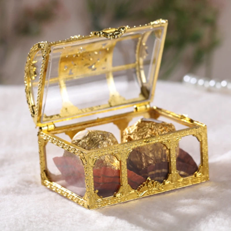 

12 шт. креативная пластиковая коробка для конфет золотого и серебряного цвета в европейском стиле, аксессуары для украшения дома, свадьбы, пр...