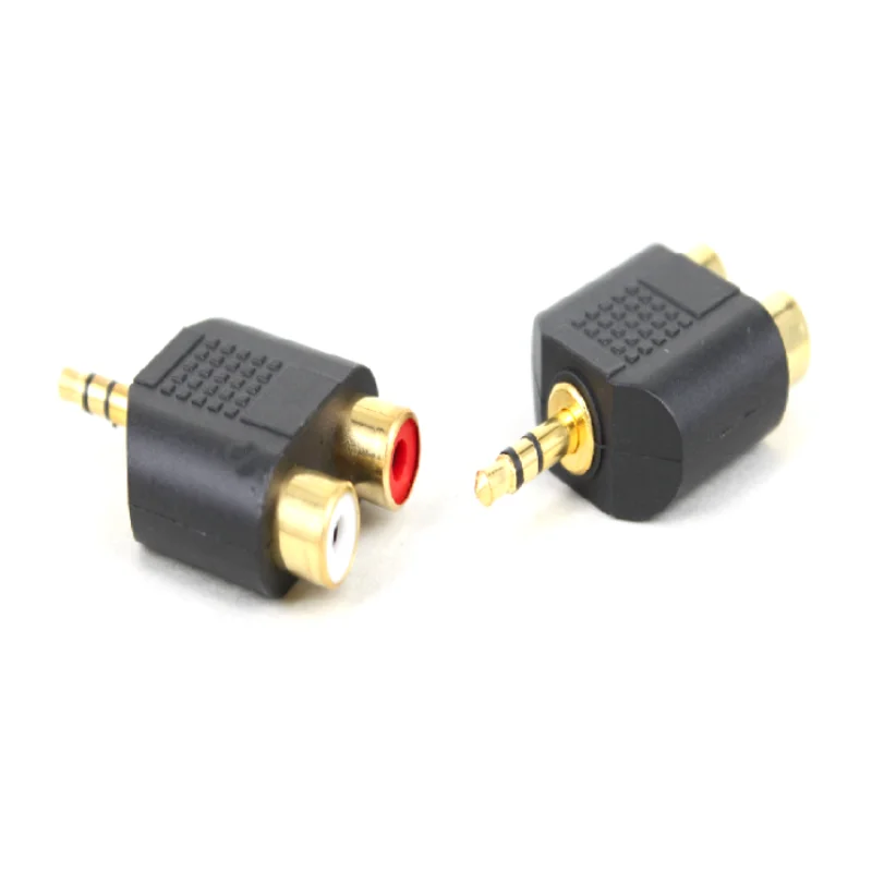 Позолоченный аудио сплиттер 3 5 мм с разъемом папа и на 2 RCA мама. 500