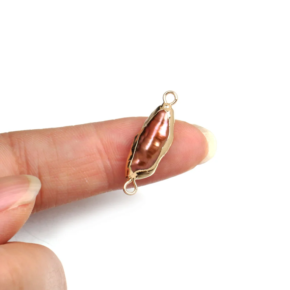 6x25-5x22mm-Orange Натуральный пресноводный жемчуг Подвески Нерегулярные двойное отверстие соединитель подвеска-Шарм для самостоятельного изготовления ювелирных изделий ожерелье аксессуары - Цвет: 6x25-5x22mm-Orange