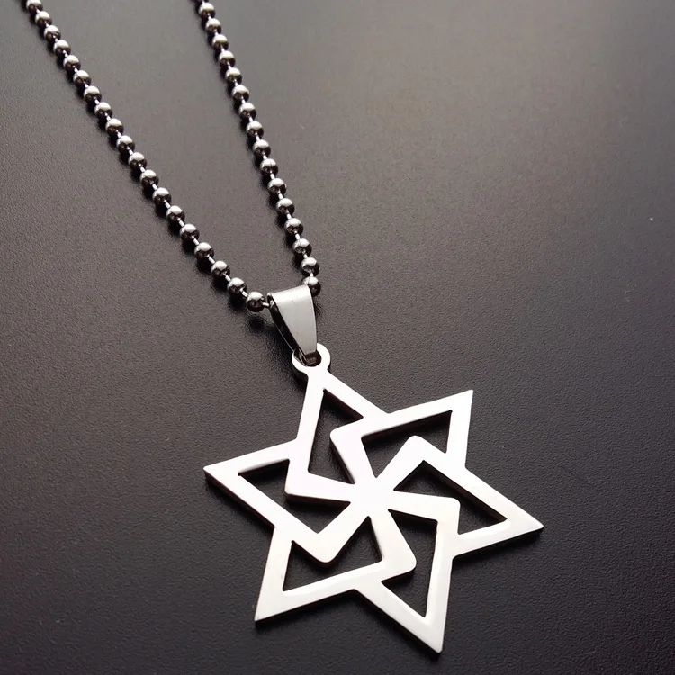 

10 Stainless Steel Israel Emblem Geometric Round Overlapping Triangle Hexagon Six-pointed Star Magic Symbol Necklace jewelry