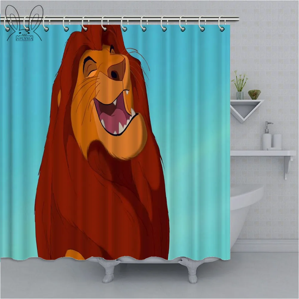 Ablisia Король Лев Simba Декор занавеска для душа полиэстер водонепроницаемый экологически чистый ванная комната занавеска детский душ с крючками