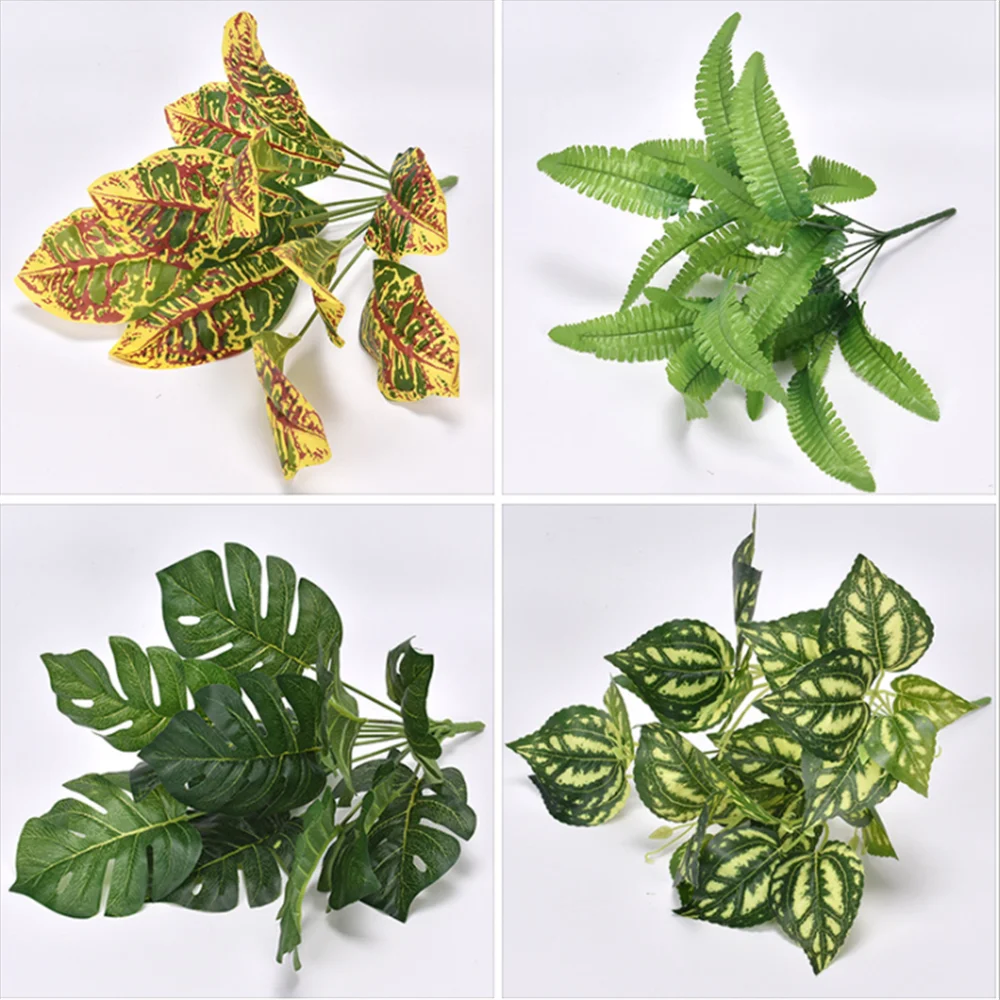 

Artificial Plant Green Plant Potted Plant Wall Decoration Leaves Over Glue Green Persian Leaves Fake Grass Fall Decor DIY Cheap