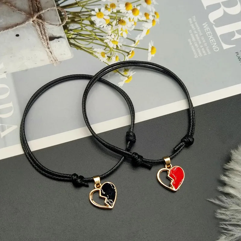 2 шт./лот Парные браслеты с полым сердечком лучший друг веревочный браслет