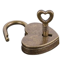 mini retro alloy heart shape lock padlock small luggage box lock with keys zinc alloy suitcase locker hardware set