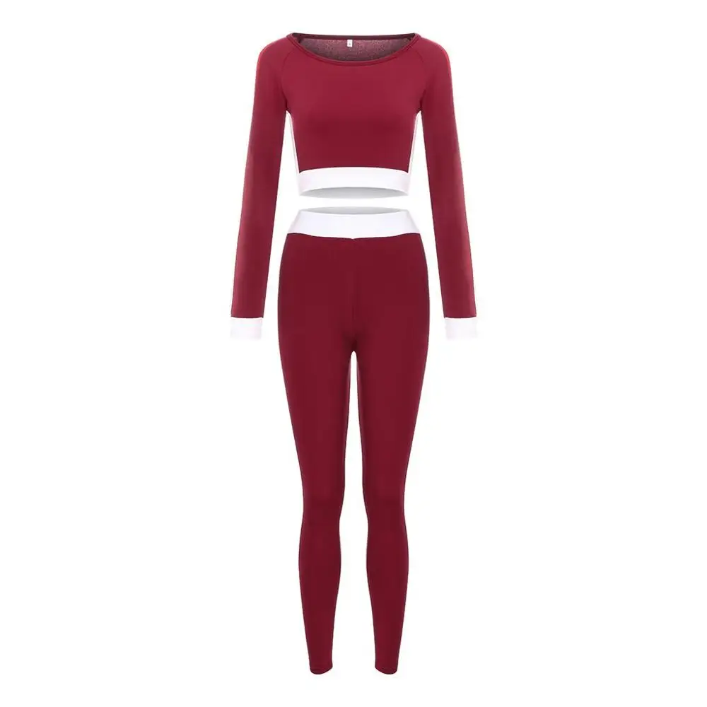 Женский комплект из 2 предметов красный синий черный хлопковый спортивный костюм