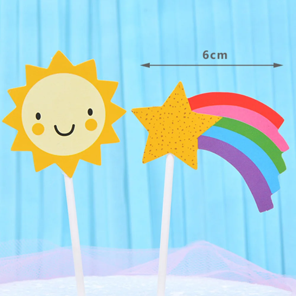 

24pcs Rainbow Cake Toppers Paper Picks Cupcake Decor Party Supplies 4 Style in Total 6pcs Each Style