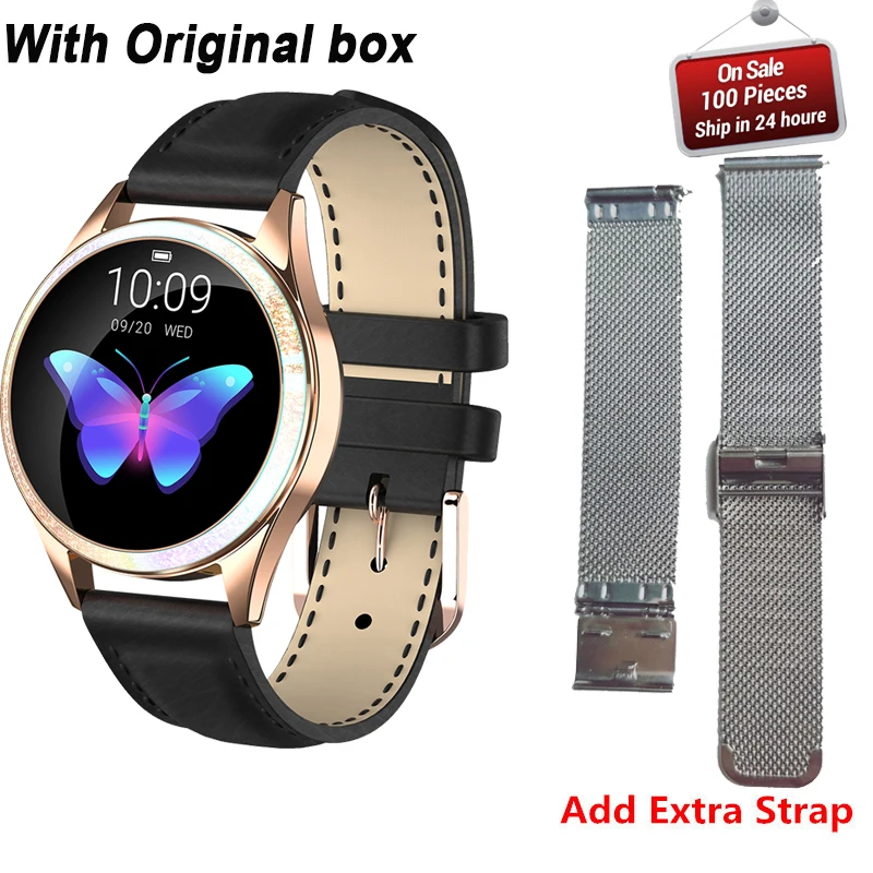 add extra strap KW20 женские Смарт-часы, модный прекрасный браслет, монитор сердечного ритма, мониторинг сна, умные часы для IOS Android PK H8 S3 KW10, ремешок - Цвет: add extra strap