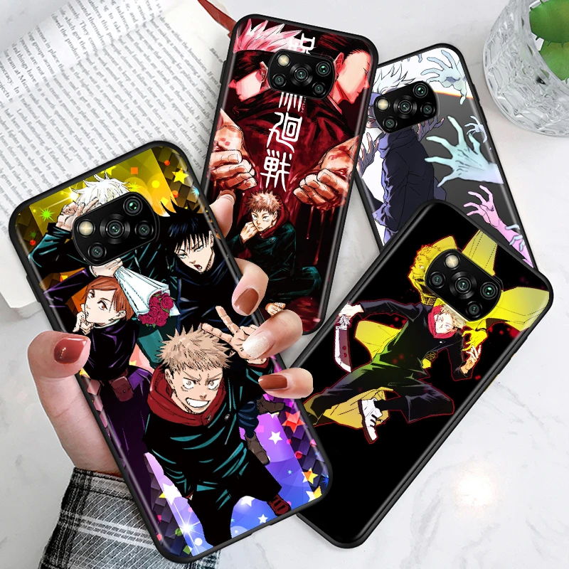 

Hot Anime Cartoon Jujutsu Kaisen For Xiaomi Poco X3 NFC GT M3 M2 X2 F3 F2 Pro C3 F1 Mi Play Mix 3 A2 A1 6X 5X Black Phone Case