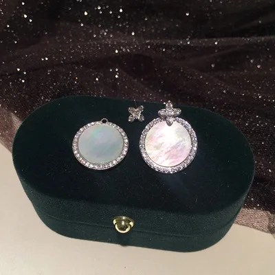 

White shell earrings sweet ladies cute dual-use S925 silver needle white Fritillaria circle earrings