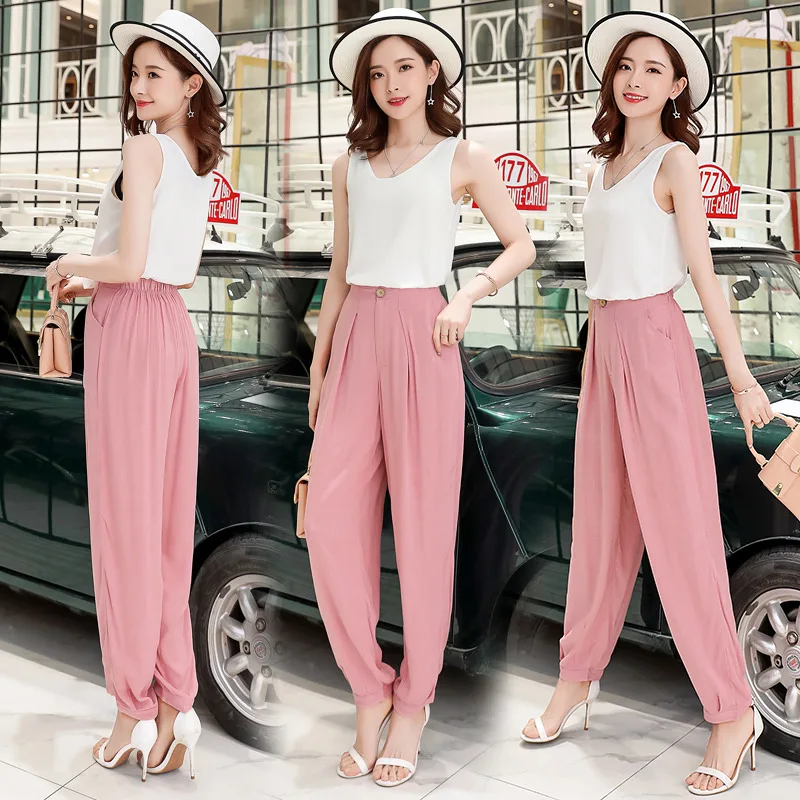 Летние женские брюки султанки 2020 весенние повседневные винтажные Женские из
