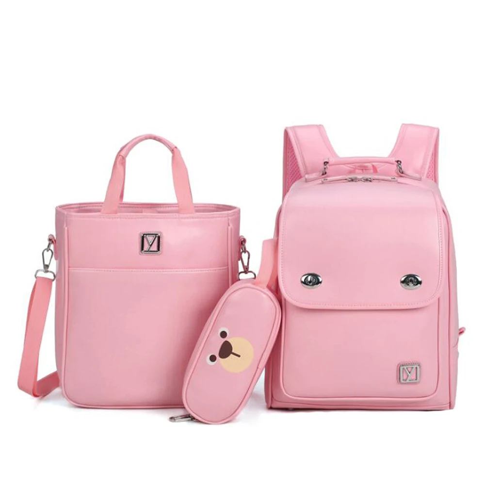 Школьные ранцы для девочек 3 шт./компл. школьные рюкзаки с рисунком медведя из