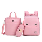 3 шт.компл., школьный рюкзак для девочек, с изображением медведя из мультфильма, детский рюкзак из искусственной кожи, сумка для учеников начальной школы, новинка 2020