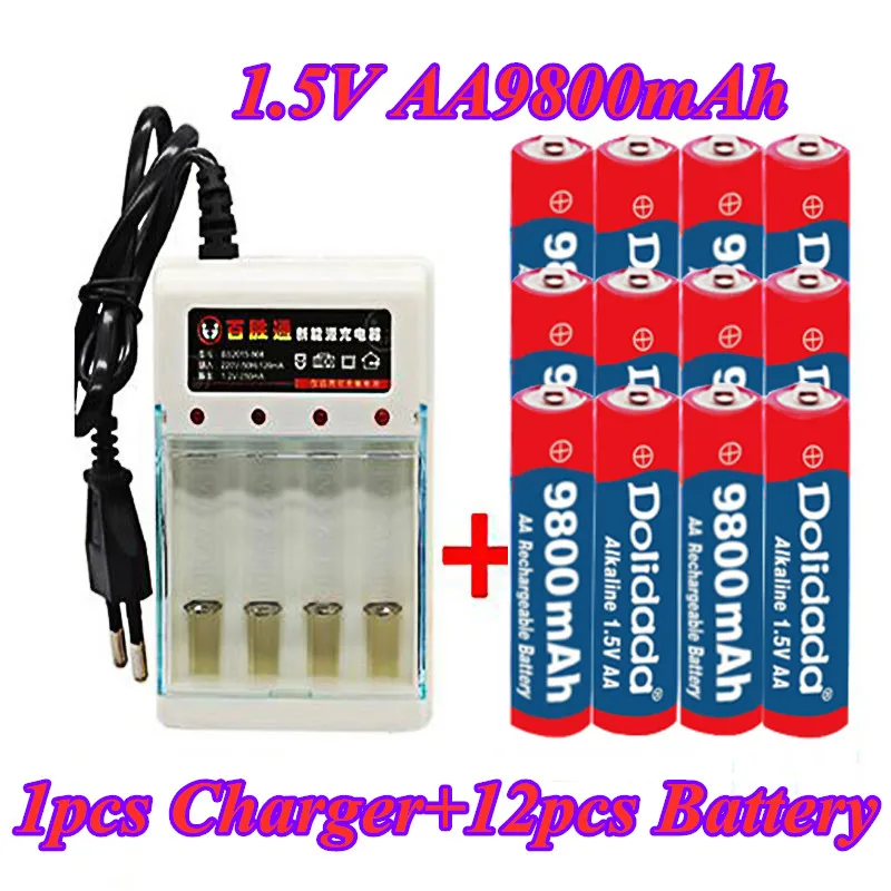 1 5 V AA 9800 mah аккумуляторная батарея V. Перезаряжаемые Новый Alcalinas drummey + шт. размер: 4