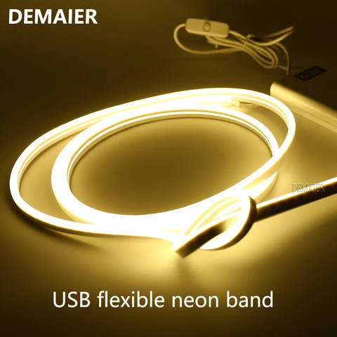 USB гибкая неоновая лампа seil rohr для украшения дома «сделай сам» Форма Цвет Радуга 5 в WS2812B Smart 5050 RGB неоновая Светодиодная лента app
