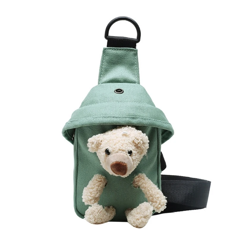 

Cute Bear Canvas Wild Chest Bag Trendy All-match Messenger Women Casual Daily J60D