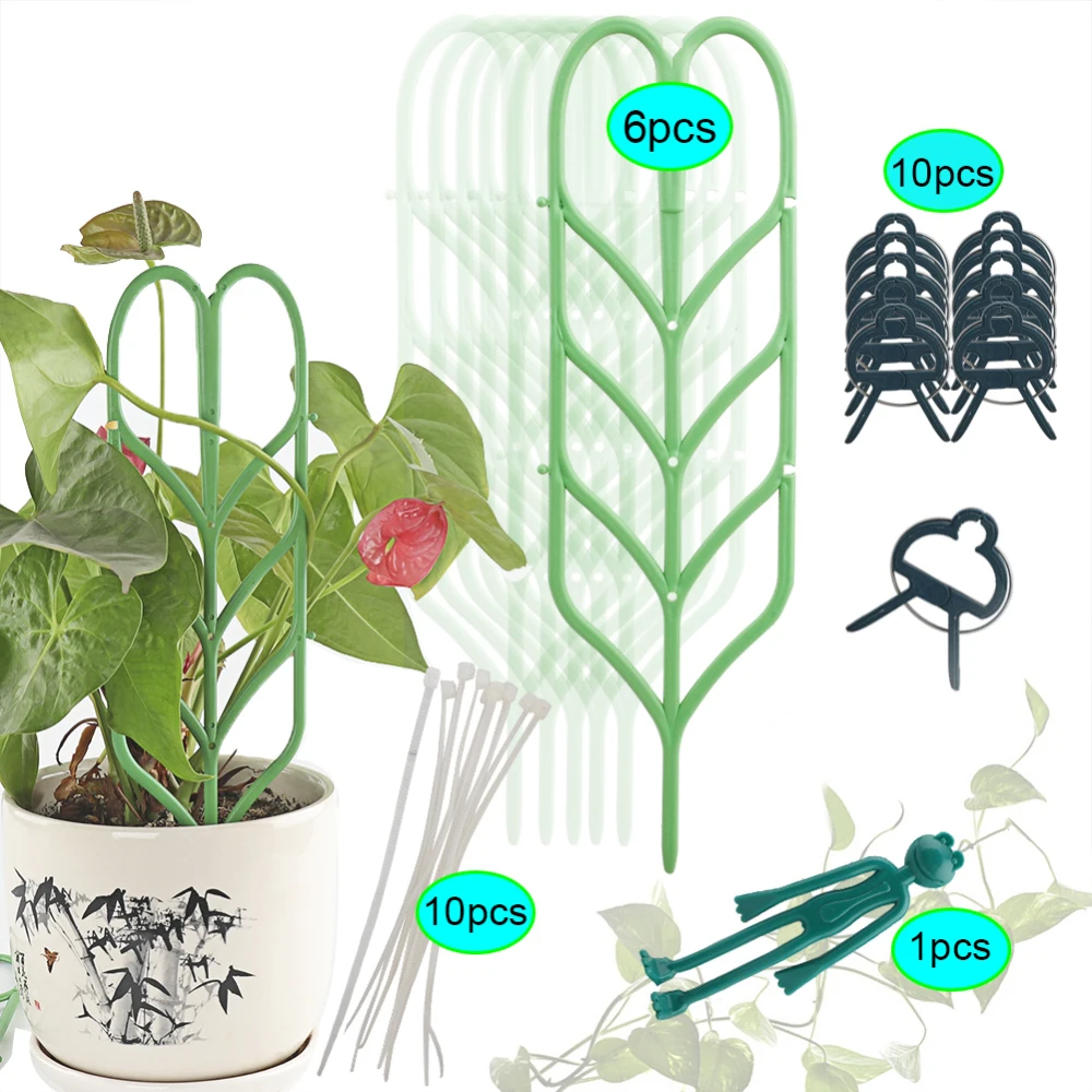 

27 шт. комплект решетки для выращивания растений в помещении, зажимы для подъема в сад, в форме листа, для поддержки цветов, Рычажные петли, за...