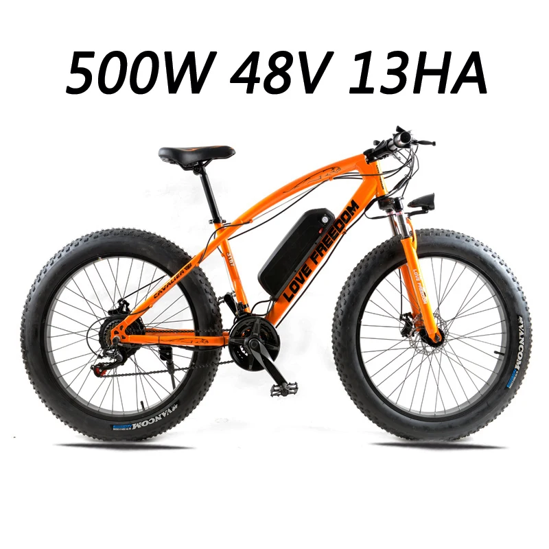 500W orange Love Freedom 21 скоростной горный велосипед, электрический велосипед 36 В 350 Вт 10.4Ah 26X4,0, мощный Электрический толстый велосипед - Цвет: 500W orange