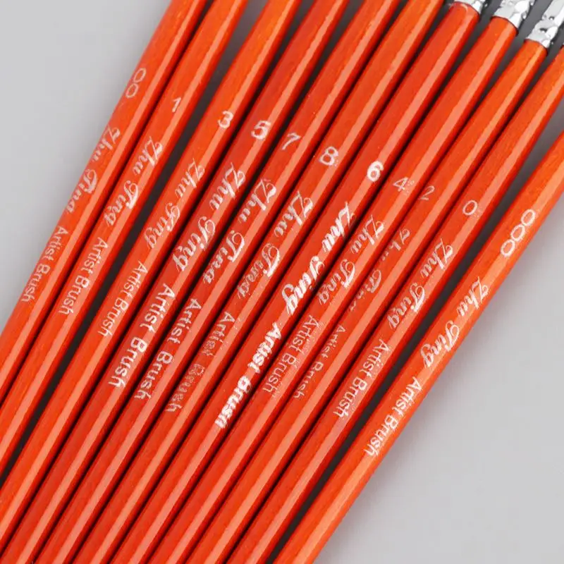 

B2RC 11pcs/set Professional Detail Paint Brush Fine Pointed Tip Miniature Brushes For Acrylic Watercolor Oil Drawing Kits