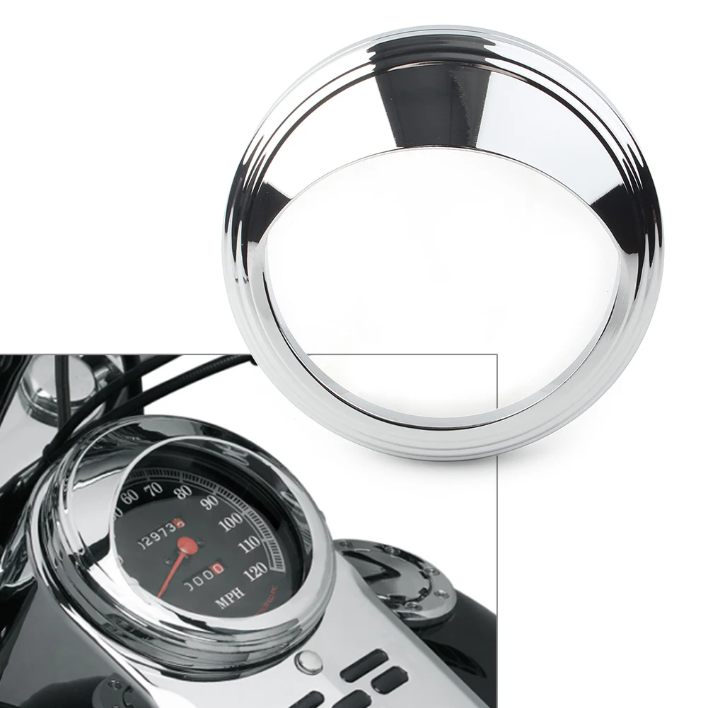 Chrome/Black Motorcycle Speedometer Trim Bezel Ring Visor Cover For Harley Touring Road King Dyna Softail with 5