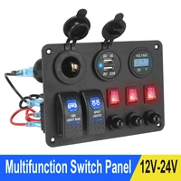 23 gang dc 12v24v rocker switch panel led digital voltmeter with overload protector dual usb ports car boat rv circuit breaker