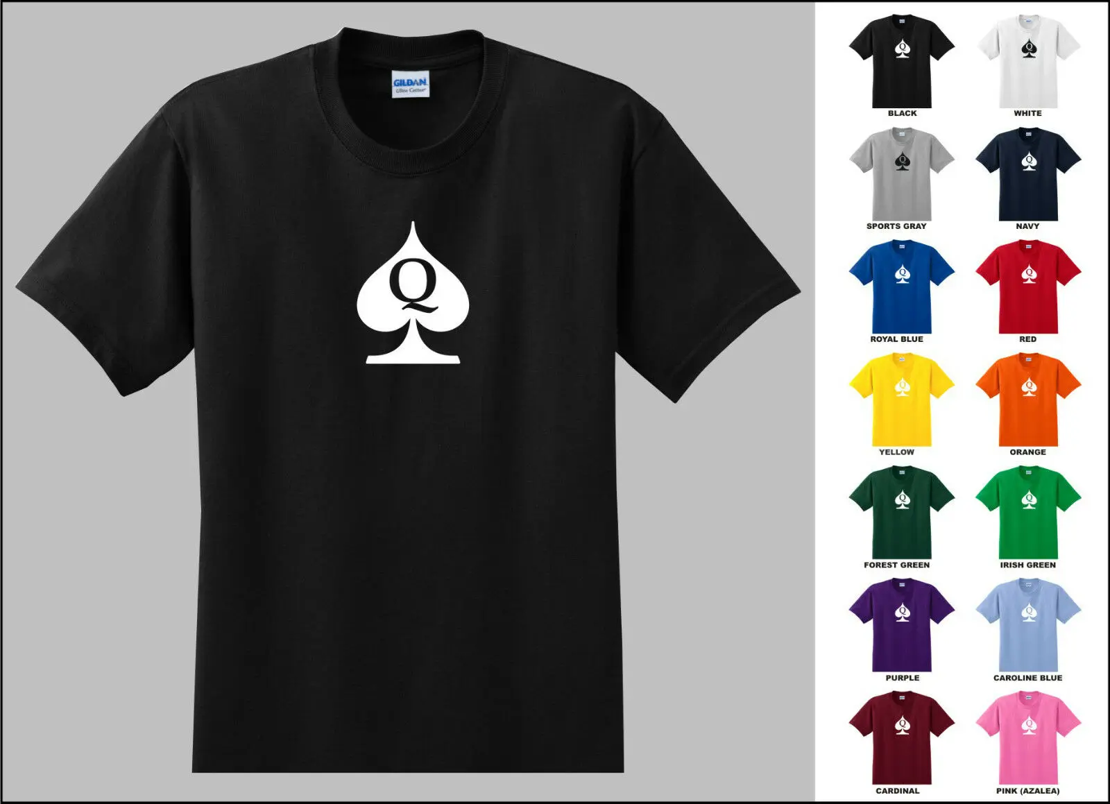 Queen пик колода карточный покер Символ Футболка | Мужская одежда