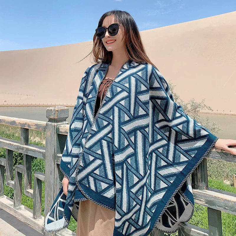 Imitate Cashmere Shawl Sunscreen Winter Keep Warm Dual Purpose Scarf Brigade Time On Vacation Tourism Nation Wind Personality |