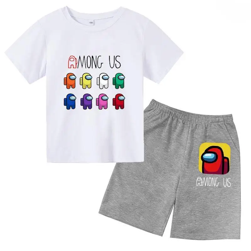 

Children's cartoon set, short sleeve T-shirt and trousers, 4-14 years old children's sports set