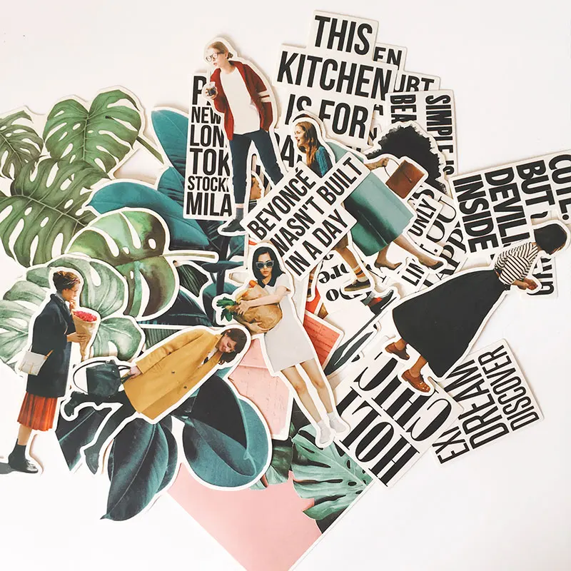 9 шт./компл. Ретро Винтаж широкие листья леди Слова стикер набор для скрапбукинга