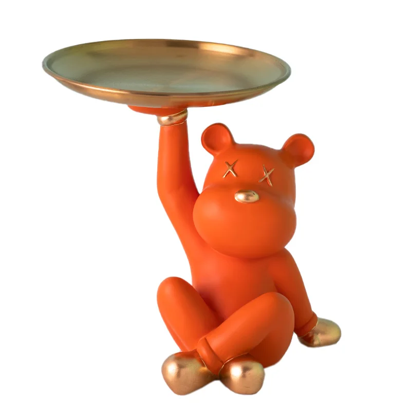 

Home Decor Miniature Figurine Cool Bear Table Decoration Storage Tray Art Sculpture Modern Living Room Desk Decorations Statue