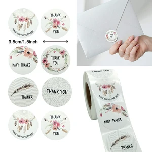 500 шт. 3,8 см1,5 дюйма цветочный наклейка спасибо УФ ремесла Подарочная коробкапакет запечатывание этикетки Скрапбукинг DIY украшения наклейки