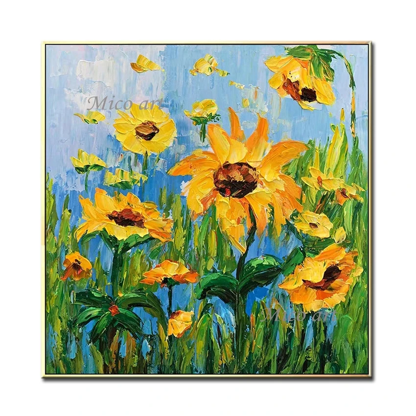 Красивая картина с подсолнухом акриловая живопись ручная роспись настенное