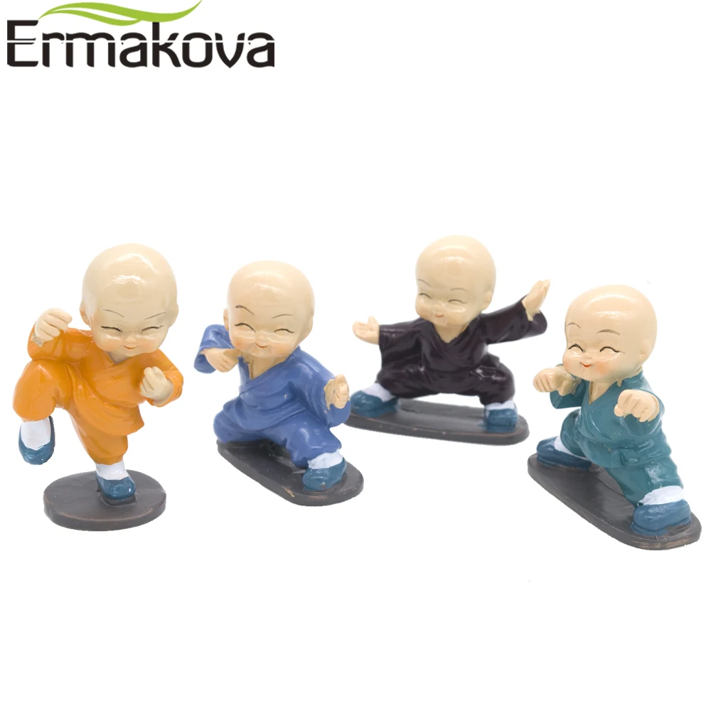 ERMAKOVA Смола маленькая Gongfu фигурка монаха кунг фу Шаолинь Офис кукольный