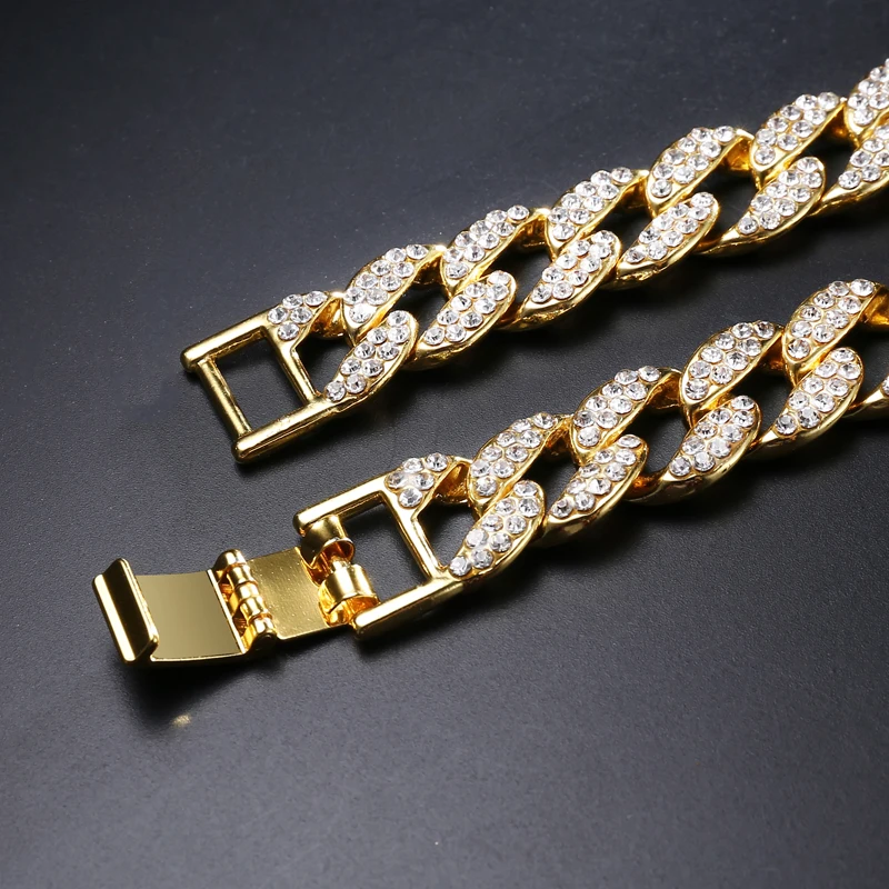 US7, 15 мм, кантри, кубинская цепь, золото, серебро, Bling Iced Out, проложенные стразы, CZ Rapper для мужчин, хип-хоп ювелирные изделия, 20-30 дюймов