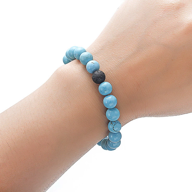 Оригинальные камни браслет из бусин кристалл кварц матовая черная лава