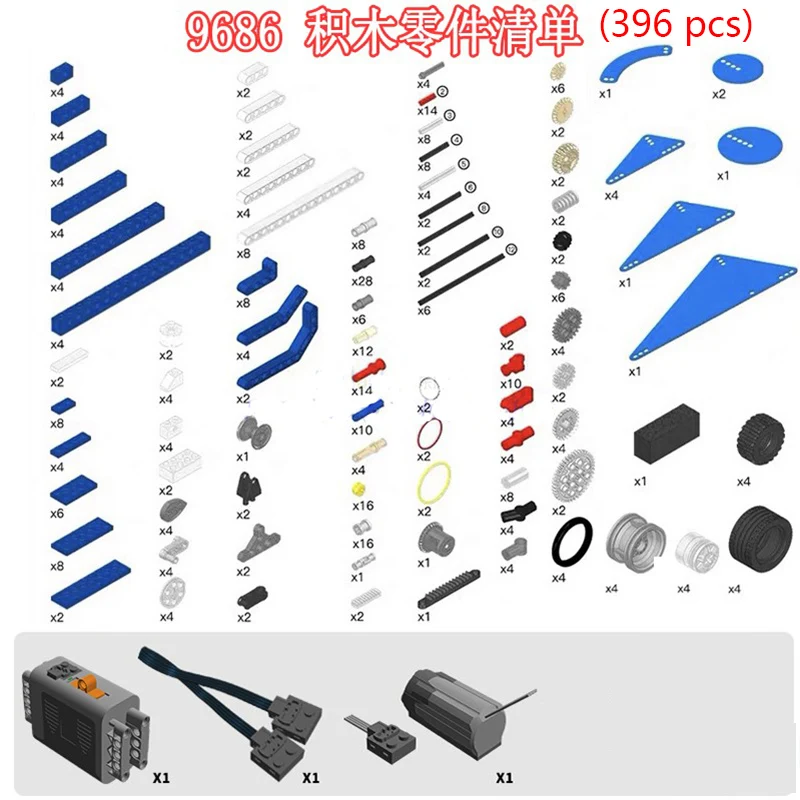 

396PCS 9686 high-tech Parts multi Dynamics MOC Bricks Educational School Students Learning Building Blocks Power Function Set