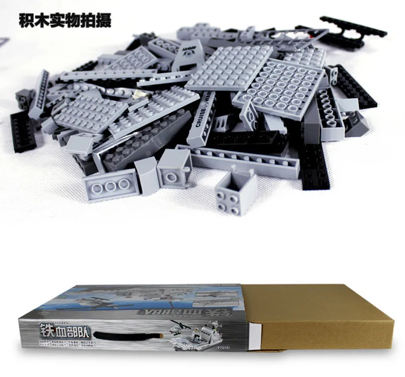 

Building Blocks City Military Destroyer WW2 Armas Army Boat Ship Baby Toys For Kids Warship Technic Brick Sets Weapon Mech
