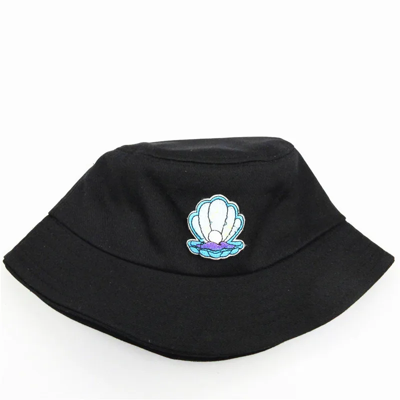 

2021 Pearls Embroidery Cotton Bucket Hat Fisherman Hat Outdoor Travel Hat Sun Cap Hats for Men and Women 99